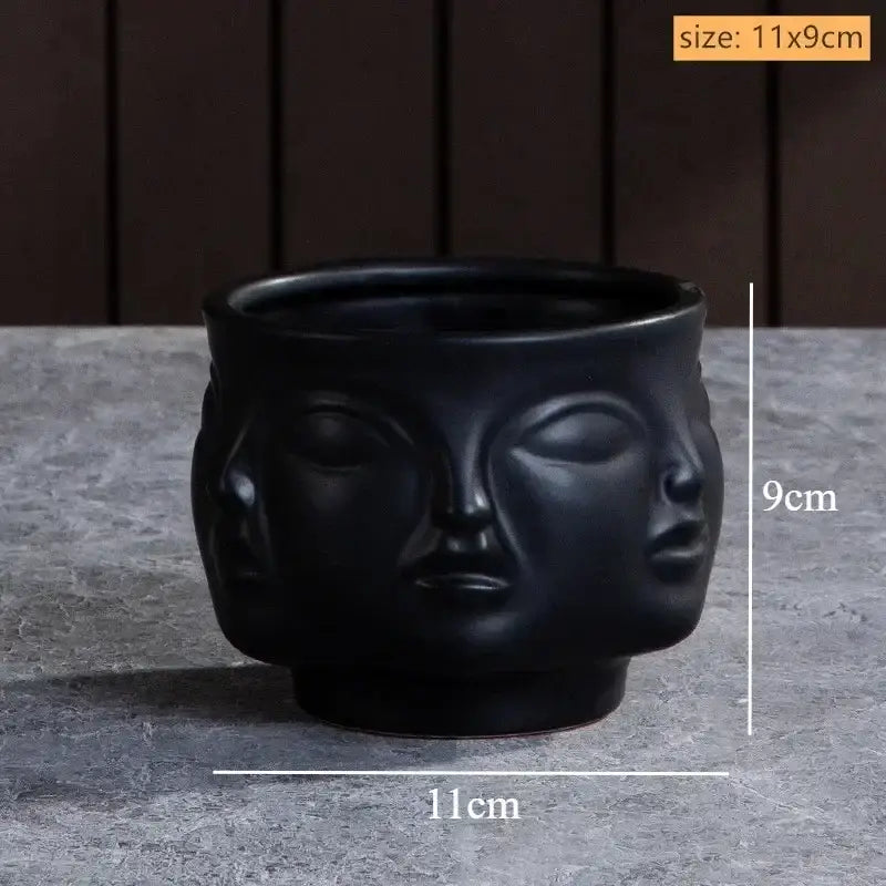 DecorBites™ Handmade Ceramic Face Vase for Home Decor