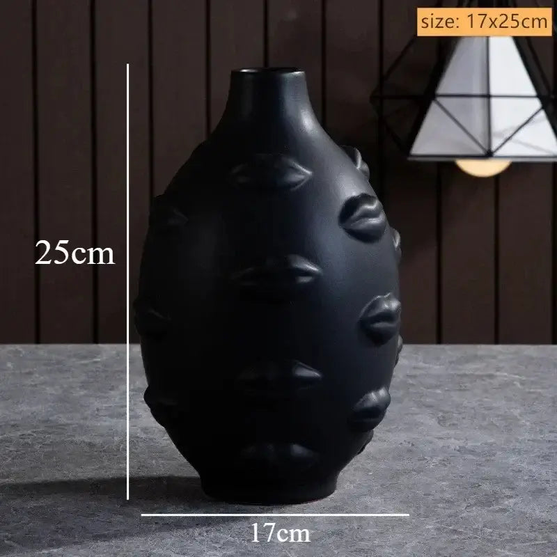 DecorBites™ Handmade Ceramic Face Vase for Home Decor