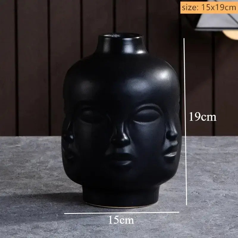 DecorBites™ Handmade Ceramic Face Vase for Home Decor