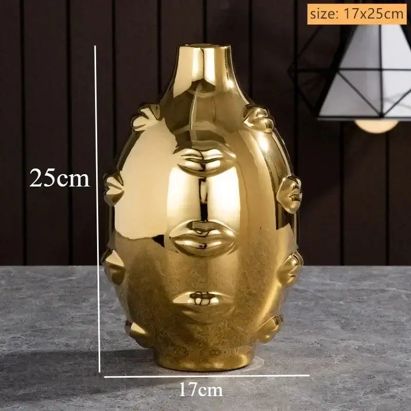 DecorBites™ Handmade Ceramic Face Vase for Home Decor
