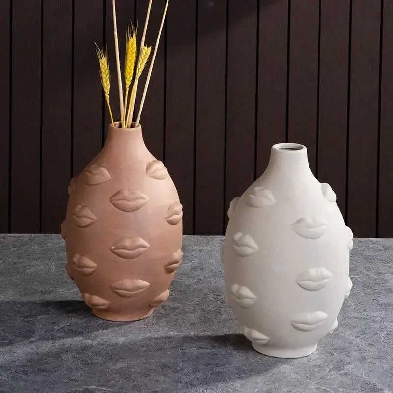 DecorBites™ Handmade Ceramic Face Vase for Home Decor