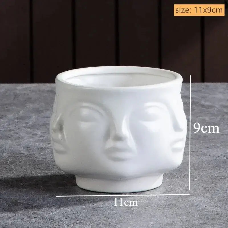 DecorBites™ Handmade Ceramic Face Vase for Home Decor