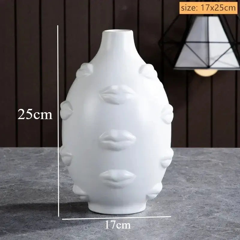 DecorBites™ Handmade Ceramic Face Vase for Home Decor