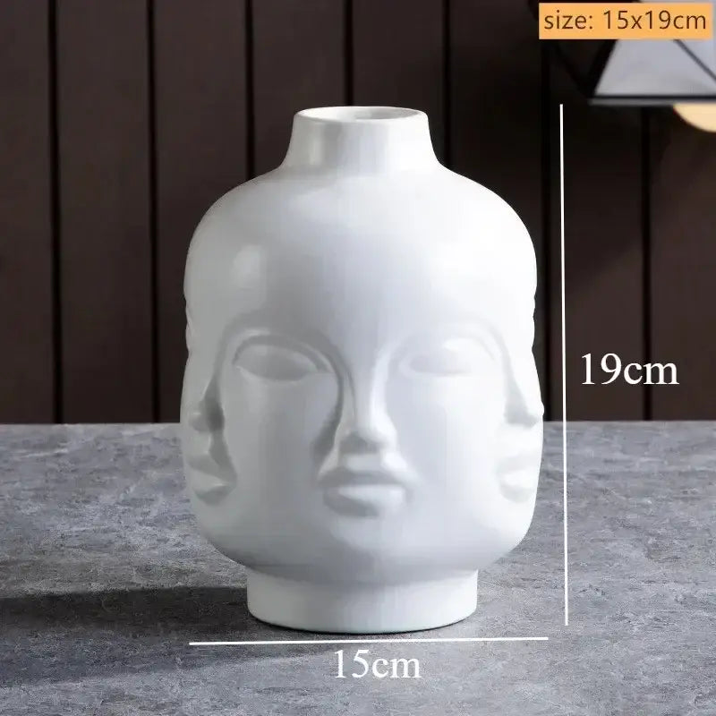 DecorBites™ Handmade Ceramic Face Vase for Home Decor