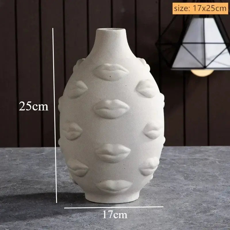 DecorBites™ Handmade Ceramic Face Vase for Home Decor
