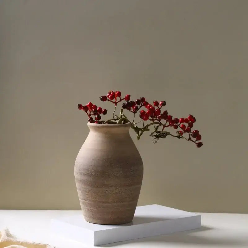 DecorBites™ Handmade Ceramic Vase Retro Style Home Decoration