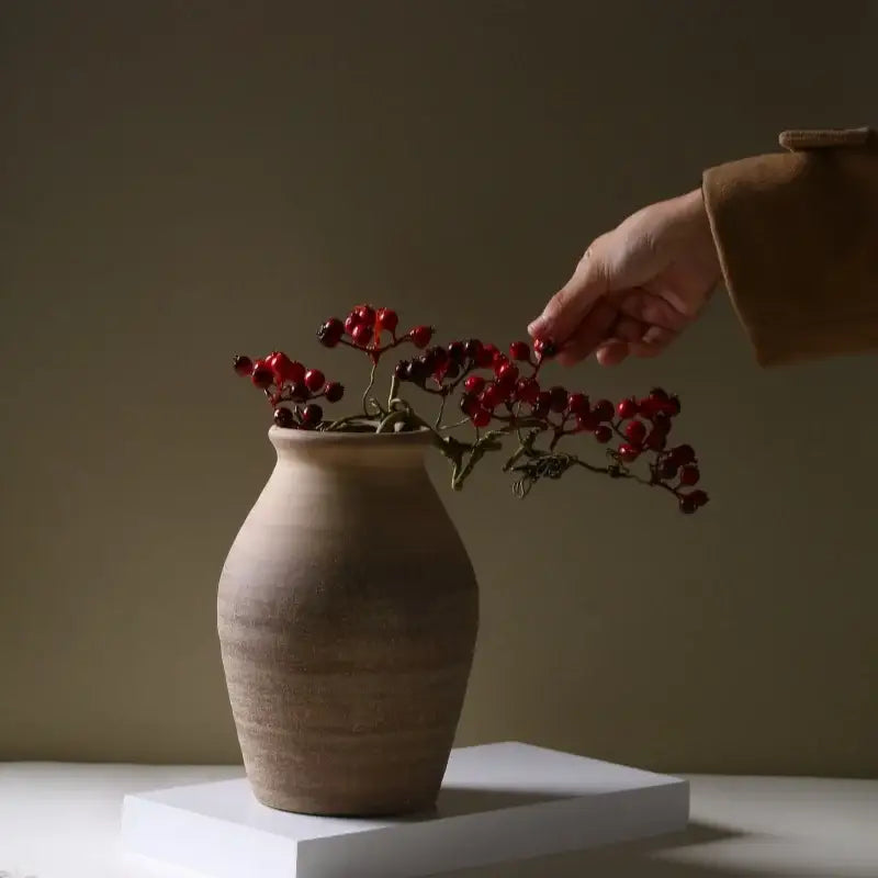DecorBites™ Handmade Ceramic Vase Retro Style Home Decoration