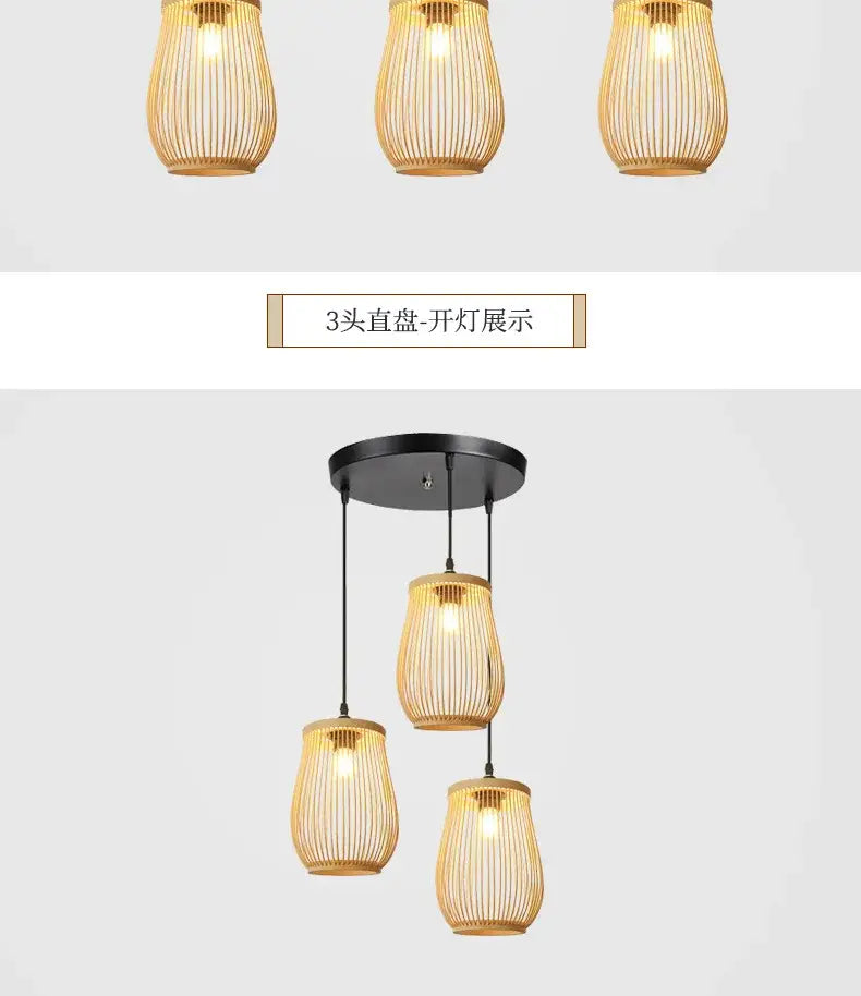 DecorBites™ Handmade Chinese Rattan Wicker Pendant Ceiling Light