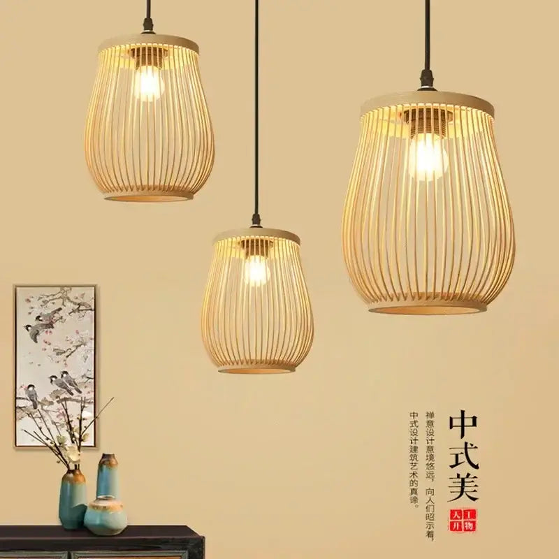 DecorBites™ Handmade Chinese Rattan Wicker Pendant Ceiling Light