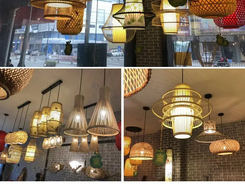 DecorBites™ Handmade Chinese Rattan Wicker Pendant Ceiling Light