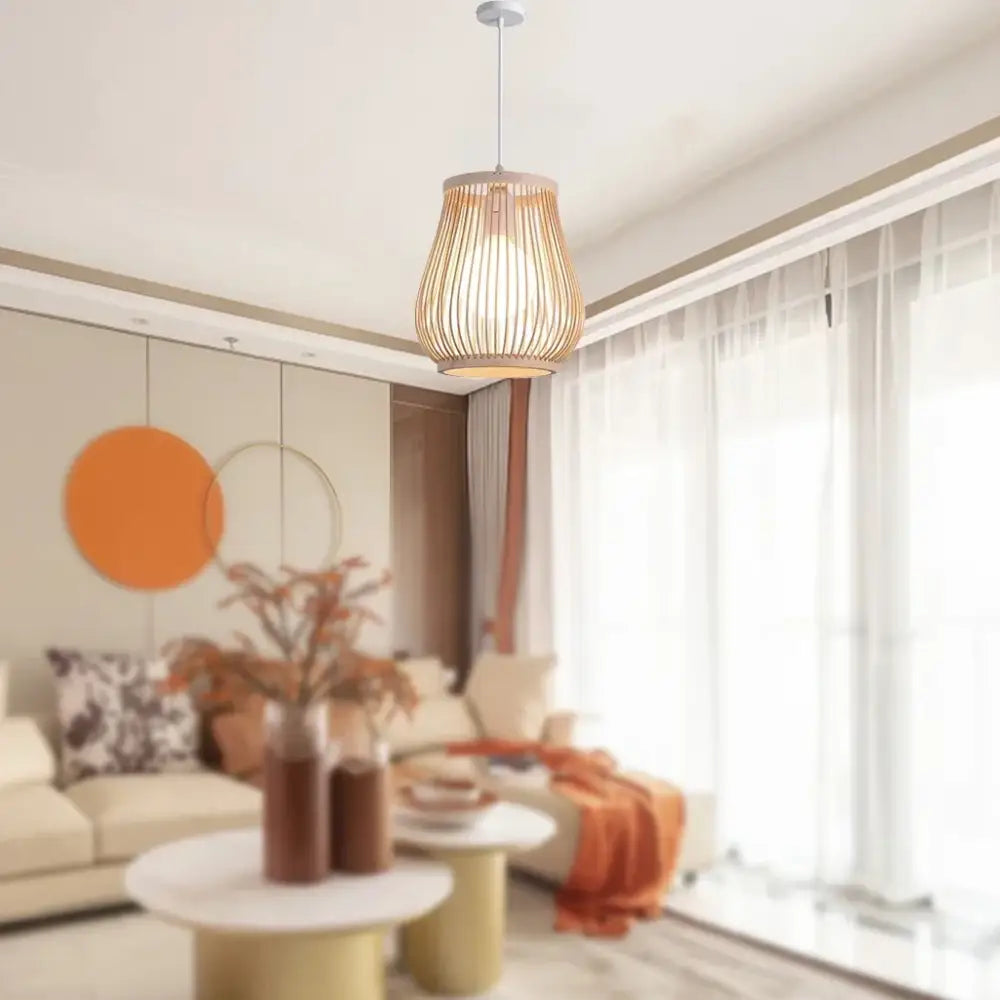 DecorBites™ Handmade Chinese Rattan Wicker Pendant Ceiling Light