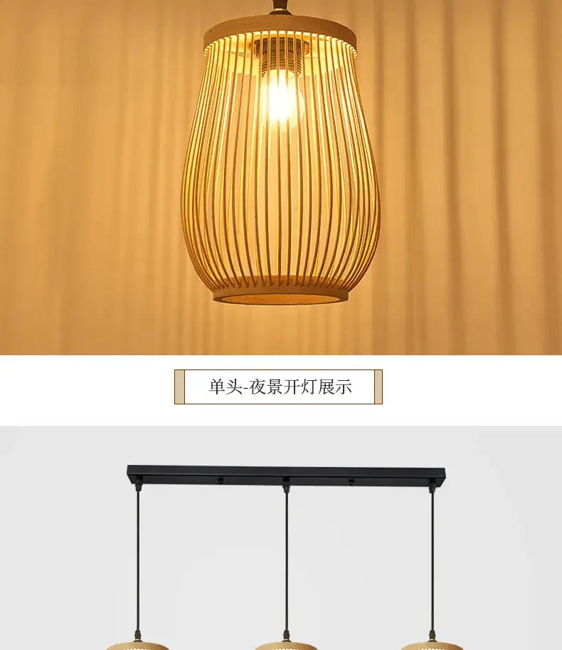DecorBites™ Handmade Chinese Rattan Wicker Pendant Ceiling Light
