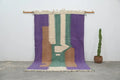 Purple green and beige geometric patterned fringed DecorBites™ handmade Moroccan azilal rug 294x175 cm