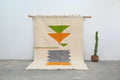 Beige decorbites™ moroccan handmade azilal rug 300x192 cm with bold green orange and gray geometric patterns
