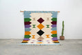 Decorbites™ handmade moroccan azilal rug 305x204cm with vibrant geometric diamond and arrow motifs on cream background