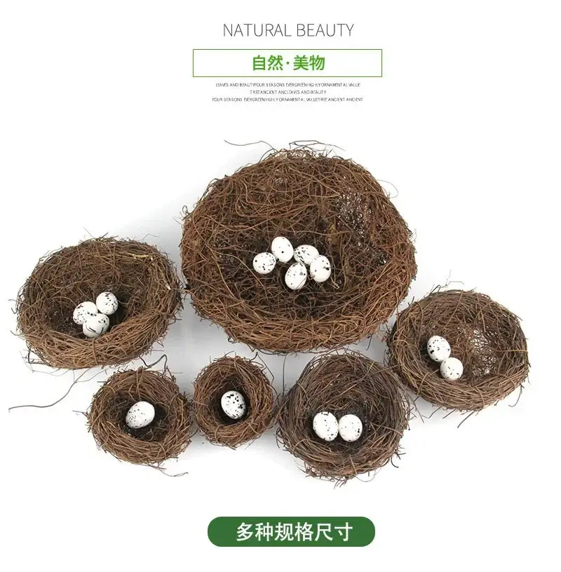 DecorBites™ Handmade Round Rattan Bird Nest Decoration