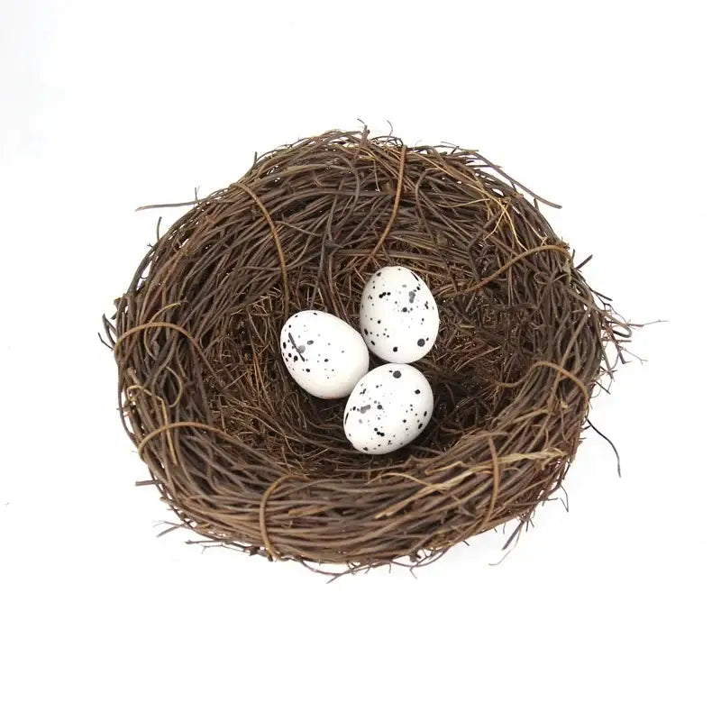 DecorBites™ Handmade Round Rattan Bird Nest Decoration