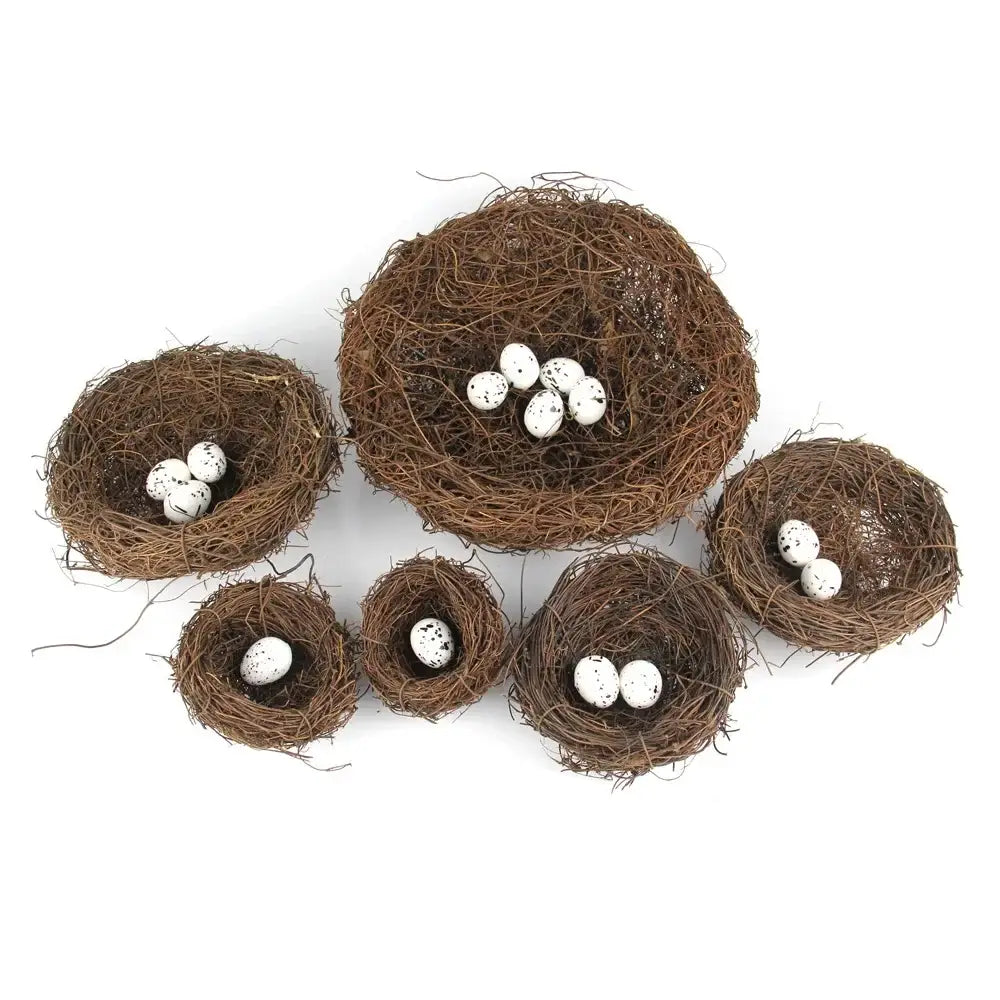 DecorBites™ Handmade Round Rattan Bird Nest Decoration
