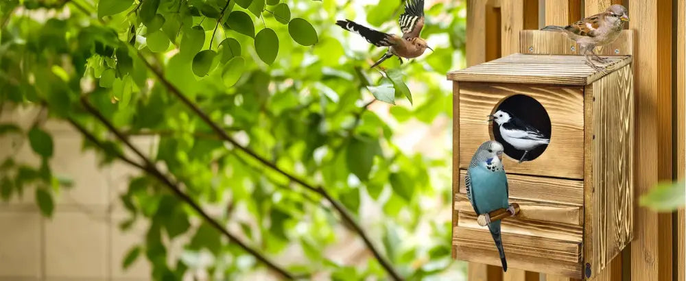 DecorBites™ Handmade Wooden Screech Owl House - Outdoor Nesting Box