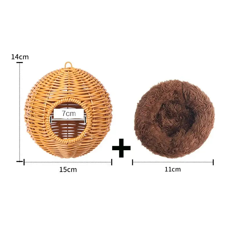 DecorBites™ Handwoven Grass Bird Cage Hut for Small Birds