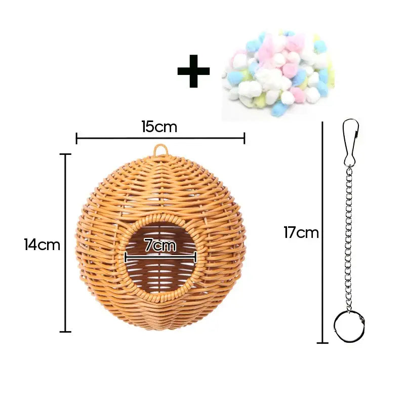 DecorBites™ Handwoven Grass Bird Cage Hut for Small Birds