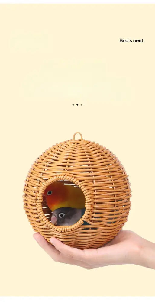 DecorBites™ Handwoven Grass Bird Cage Hut for Small Birds