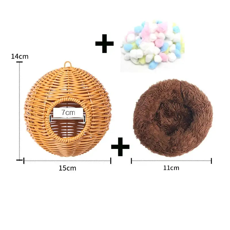 DecorBites™ Handwoven Grass Bird Cage Hut for Small Birds