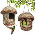 DecorBites™ handwoven straw bird nest with natural fiber and brown woven accents for outdoor garden use