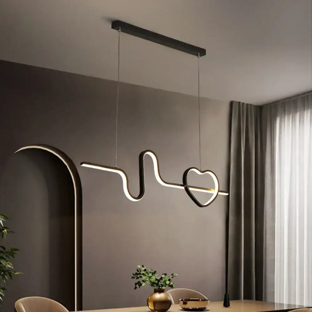 DecorBites™ Heart and Line Island Metal Pendant Light - Artistic LED Ceiling Fixture for Dining Room