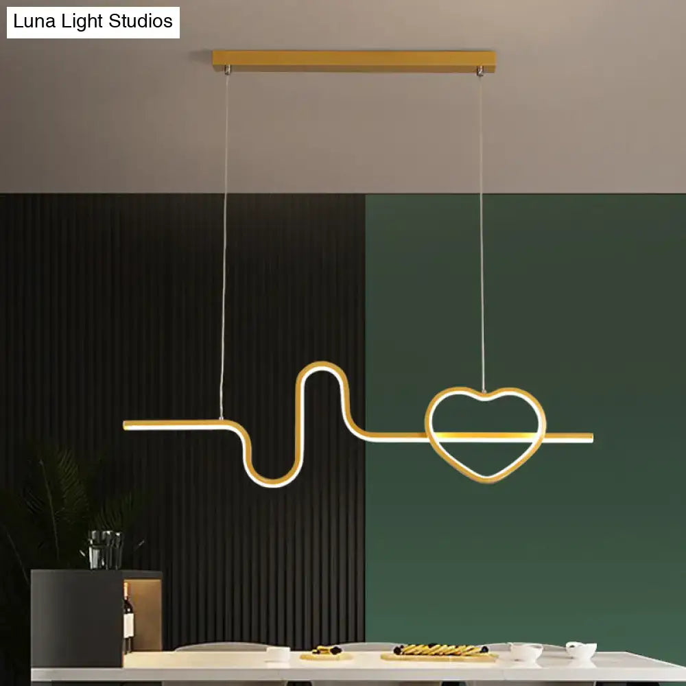 DecorBites™ Heart and Line Island Metal Pendant Light - Artistic LED Ceiling Fixture for Dining Room