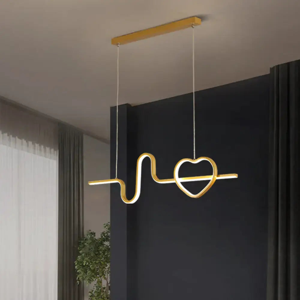 DecorBites™ Heart and Line Island Metal Pendant Light - Artistic LED Ceiling Fixture for Dining Room