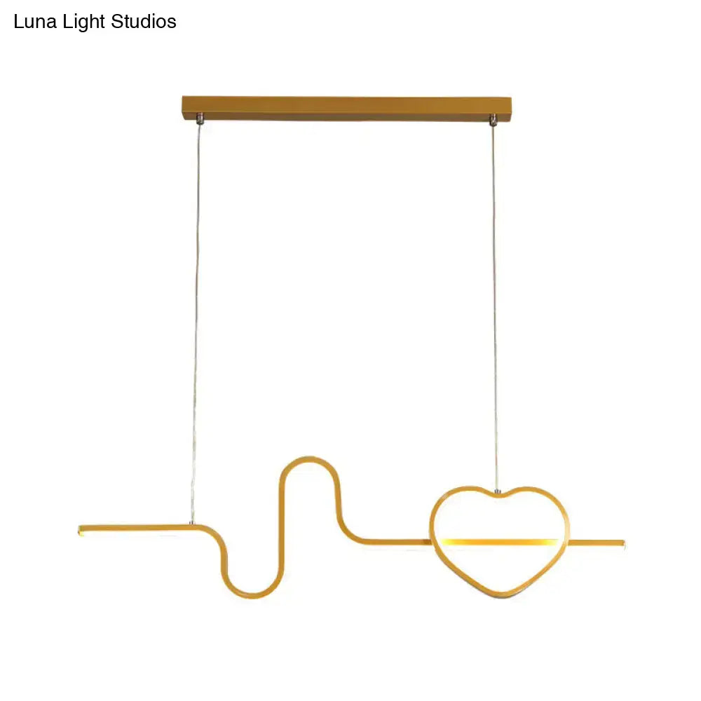 DecorBites™ Heart and Line Island Metal Pendant Light - Artistic LED Ceiling Fixture for Dining Room