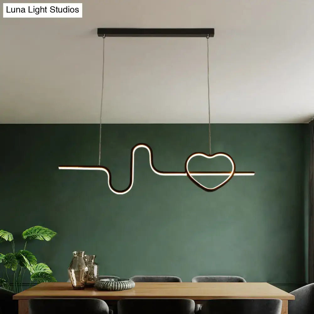 DecorBites™ Heart and Line Island Metal Pendant Light - Artistic LED Ceiling Fixture for Dining Room