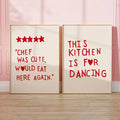 Two framed decorbites™ heart red quote wall art prints with bold red text on cream background in thin gold frames