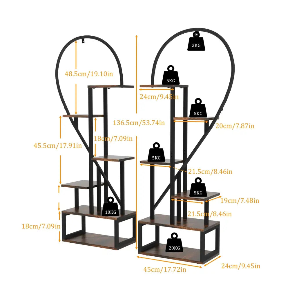 DecorBites™ Heart Shaped 6-Tier Metal Plant Stand