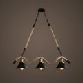 DecorBites™ Hemp Rope Antique Hanging Lamp Chandelier in Black - Ideal for Restaurants and Islands
