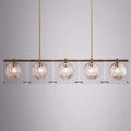 DecorBites™ Hexagon Glass Ball Pendant Lamp - 5-Head Island Light Fixture with Brass Finish