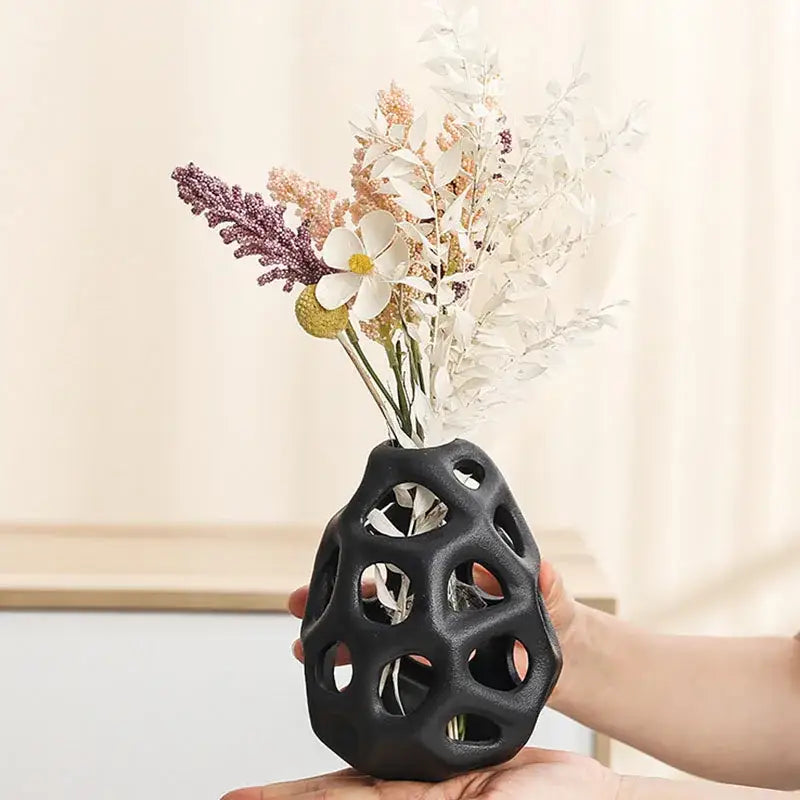 DecorBites™ Hollow Out Ceramic Vase - Nordic Style