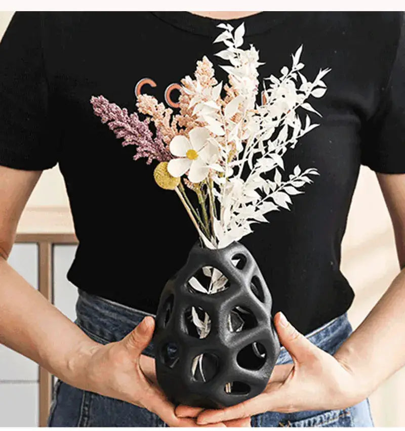 DecorBites™ Hollow Out Ceramic Vase - Nordic Style