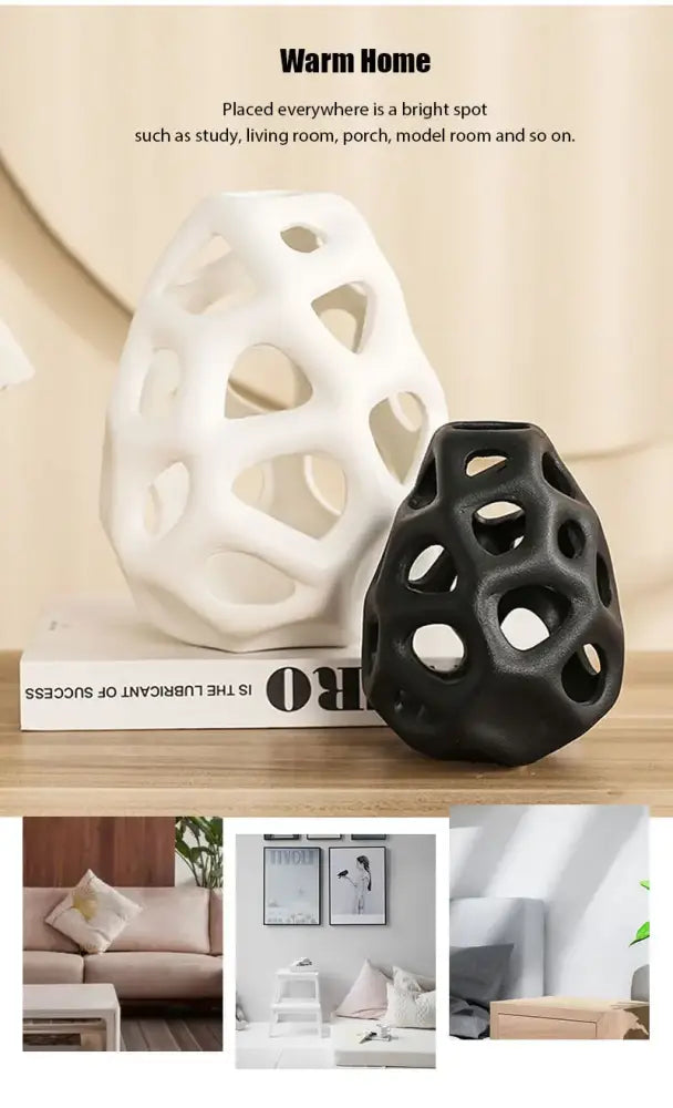 DecorBites™ Hollow Out Ceramic Vase - Nordic Style