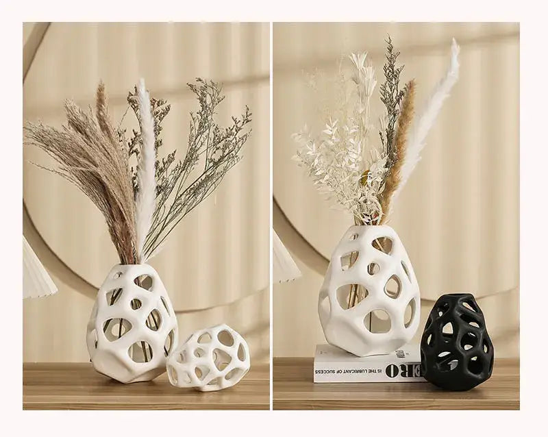 DecorBites™ Hollow Out Ceramic Vase - Nordic Style