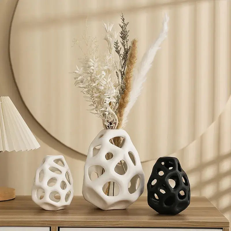 DecorBites™ Hollow Out Ceramic Vase - Nordic Style