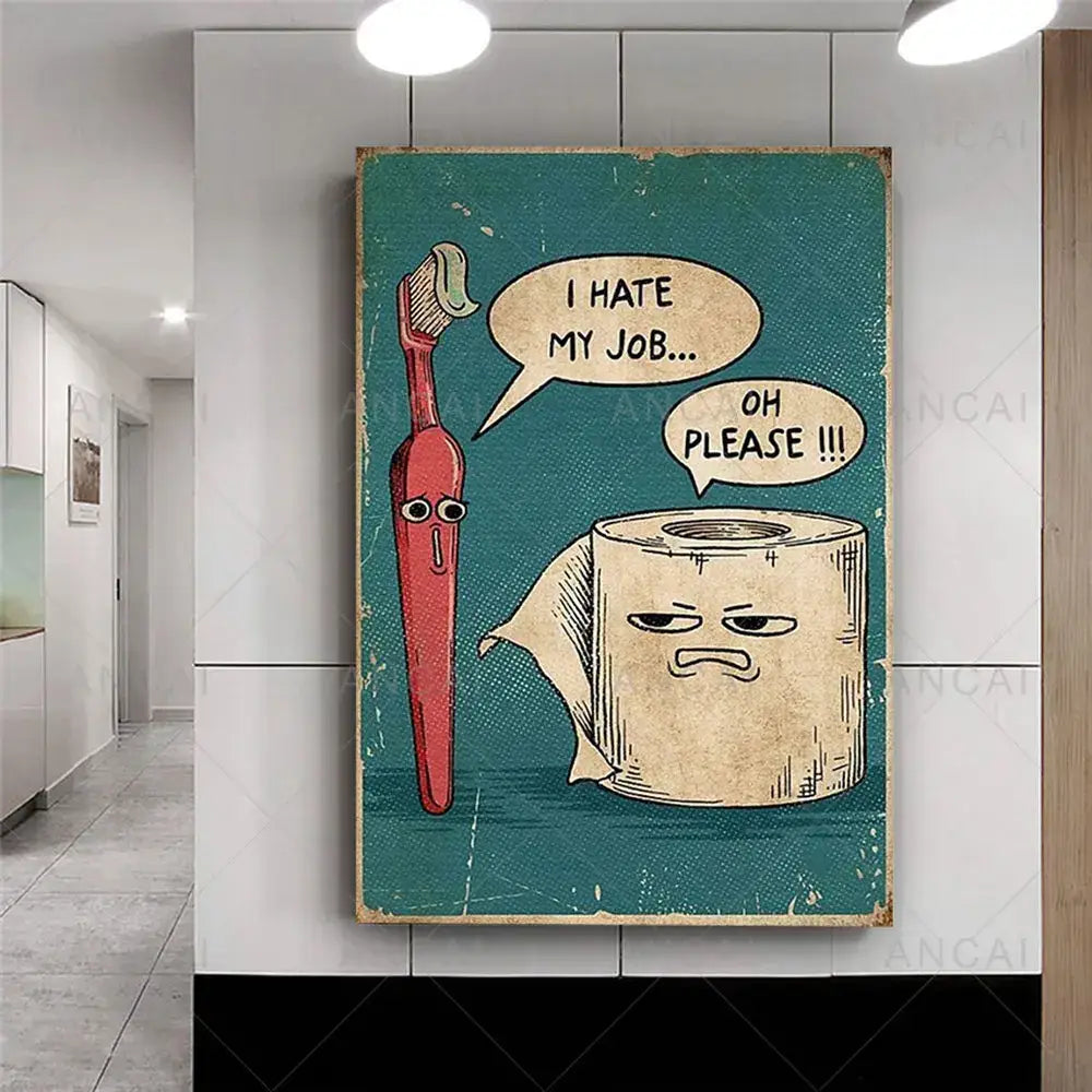 DecorBites™ Humorous Bathroom Poster Print for Decor