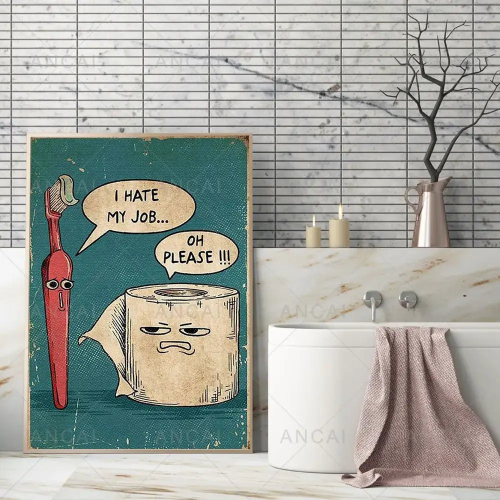 DecorBites™ Humorous Bathroom Poster Print for Decor