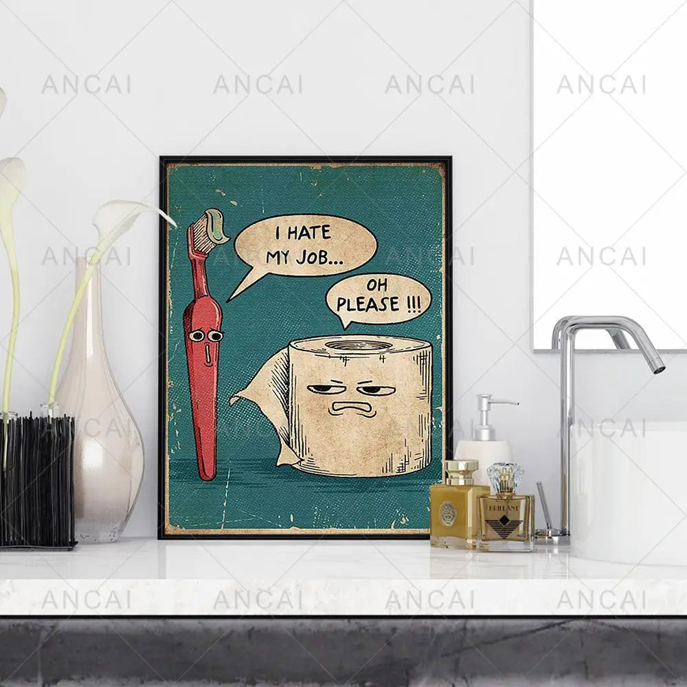 DecorBites™ Humorous Bathroom Poster Print for Decor