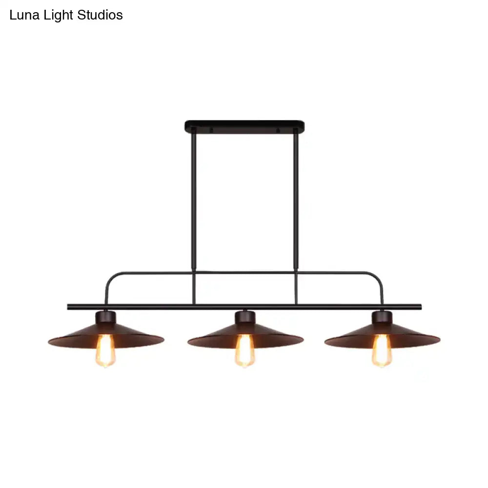 DecorBites™ Industrial Black Finish Flared Hanging Lamp with 3 Lights - Perfect for Restaurants!