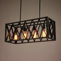 DecorBites™ Industrial Black Iron Pendant Light with Rectangle Frame - Perfect for Restaurants and Hanging Over Islands