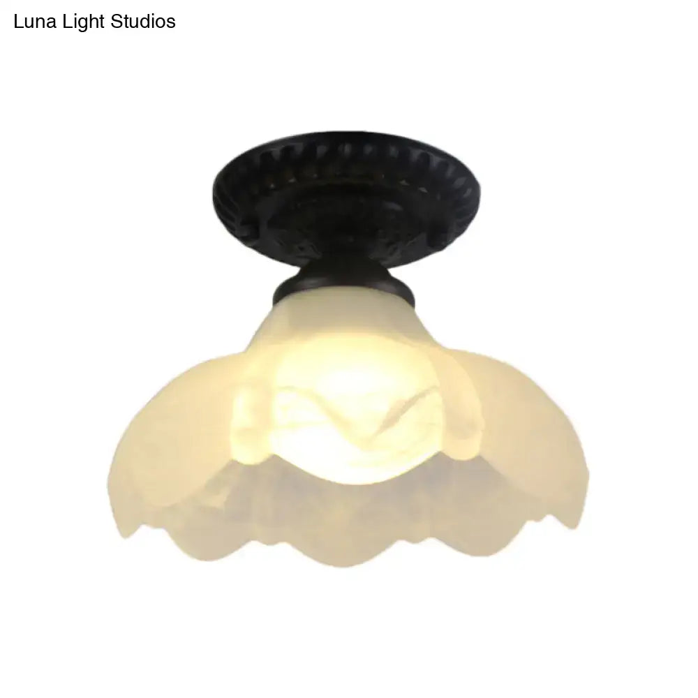 DecorBites™ Industrial Black Semi Flush Ceiling Light with Milky Glass Shade – Perfect for Gallery
