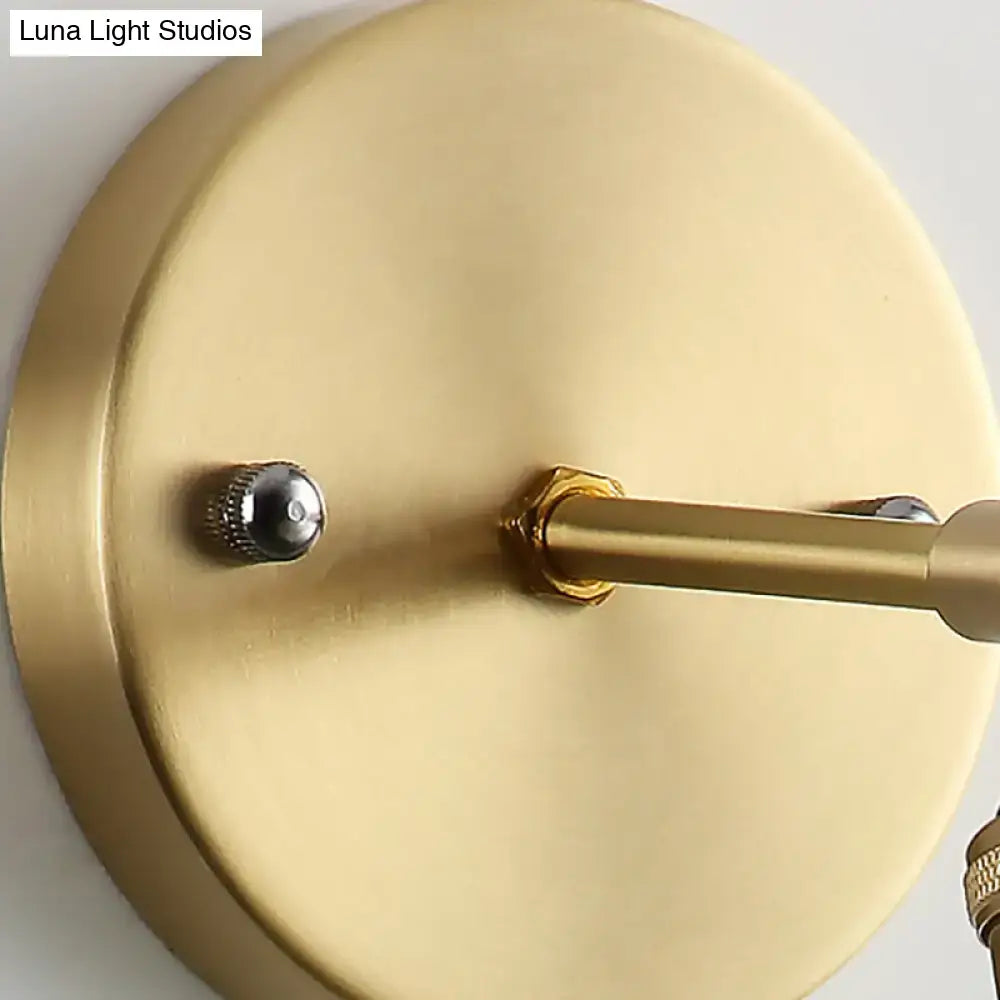 DecorBites™ Industrial Brass Sconce with Clear Textured Glass Dome - One Light Lighting Fixture