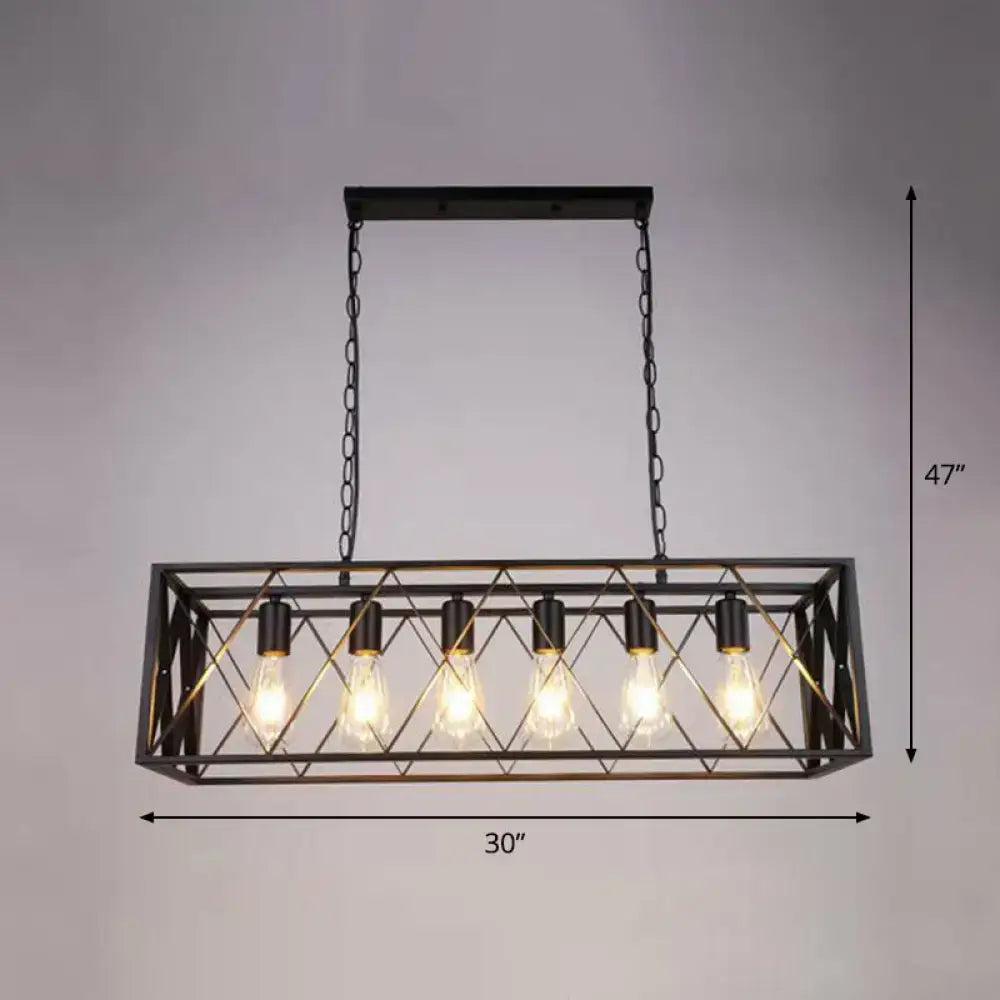 DecorBites™ Industrial Cross Framed Pendant Light in Black for Dining Room - Iron Hanging Island Light